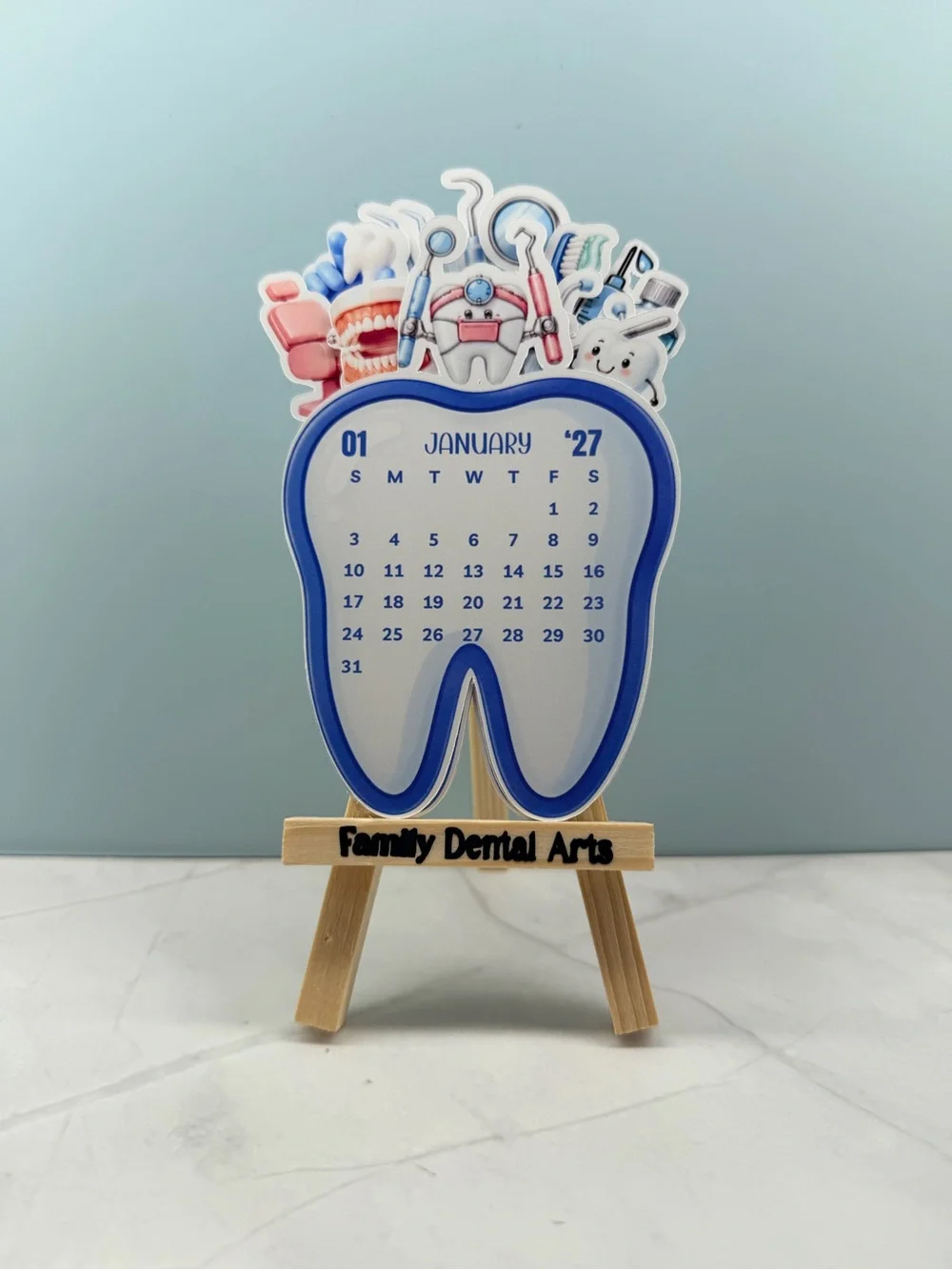 Pink Classroom Desk Calendar Stand with Stationery Design